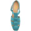 imageFSJ Women Closed Toe Low Chunky Heel Fisherman Sandals Hollow Cage Roman Gladiator Sandals Comfortable Ankle Strap Summer Daily Shoes Size 416 USSlate Blue