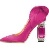 imageFSJ Women Graceful Satin Pumps Pointed Toe Crystal Chunky Block High Heels Slip On Curly Back Wedding Dress Evening Shoes Size 416 USFuchsia