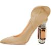 imageFSJ Women Graceful Satin Pumps Pointed Toe Crystal Chunky Block High Heels Slip On Curly Back Wedding Dress Evening Shoes Size 416 USWheat