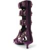 imageFSJ Women Rhinestone Calf High Strappy Gladiator Sandal Low Kitten Heel Open Toe Cutout Buckles Back Zipper Comfortable Fashion Street Dress Shoes Size 416 USPurple