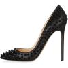 imageFSJ Women Sexy Studded Rivets Stiletto High Heel Pumps Classic Closed Pointed Toe Slip On Basic Spikes Shoes for Party Size 415 USBlack Matte