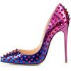 imageFSJ Women Sexy Studded Rivets Stiletto High Heel Pumps Classic Closed Pointed Toe Slip On Basic Spikes Shoes for Party Size 415 USBlue Purple