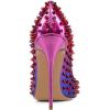 imageFSJ Women Sexy Studded Rivets Stiletto High Heel Pumps Classic Closed Pointed Toe Slip On Basic Spikes Shoes for Party Size 415 USBlue Purple