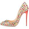 imageFSJ Women Sexy Studded Rivets Stiletto High Heel Pumps Classic Closed Pointed Toe Slip On Basic Spikes Shoes for Party Size 415 USColorful