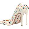 imageFSJ Women Sexy Studded Rivets Stiletto High Heel Pumps Classic Closed Pointed Toe Slip On Basic Spikes Shoes for Party Size 415 USCreammulticolor
