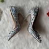 imageFSJ Women Sexy Studded Rivets Stiletto High Heel Pumps Classic Closed Pointed Toe Slip On Basic Spikes Shoes for Party Size 415 USSilver Rivets