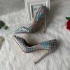 imageFSJ Women Sexy Studded Rivets Stiletto High Heel Pumps Classic Closed Pointed Toe Slip On Basic Spikes Shoes for Party Size 415 USSilver Rivets