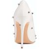 imageFSJ Women Sexy Studded Rivets Stiletto High Heel Pumps Classic Closed Pointed Toe Slip On Basic Spikes Shoes for Party Size 415 USWhite 10cm
