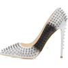 imageFSJ Women Sexy Studded Rivets Stiletto High Heel Pumps Classic Closed Pointed Toe Slip On Basic Spikes Shoes for Party Size 415 USWhiteBlack