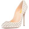 imageFSJ Women Sexy Studded Rivets Stiletto High Heel Pumps Classic Closed Pointed Toe Slip On Basic Spikes Shoes for Party Size 415 USSilver Glitter