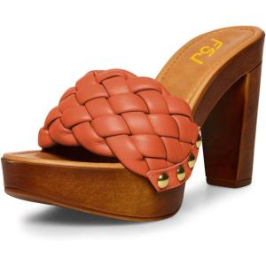 imageFSJ Shoes Women Braided Open Toe Chunky High Heel Sandal Woven Slip On Mule Comfortable Platform Casual Backless Dress Slide Slippers Size 415 USOrange