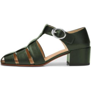 imageFSJ Women Closed Toe Low Chunky Heel Fisherman Sandals Hollow Cage Roman Gladiator Sandals Comfortable Ankle Strap Summer Daily Shoes Size 416 USGreen
