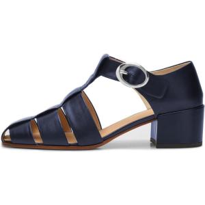 imageFSJ Women Closed Toe Low Chunky Heel Fisherman Sandals Hollow Cage Roman Gladiator Sandals Comfortable Ankle Strap Summer Daily Shoes Size 416 USNavy