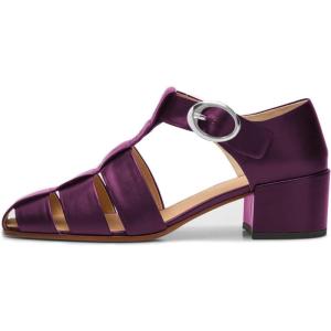 imageFSJ Women Closed Toe Low Chunky Heel Fisherman Sandals Hollow Cage Roman Gladiator Sandals Comfortable Ankle Strap Summer Daily Shoes Size 416 USPurple