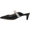 imageFSJ Pointed Toe Mid Heels Mules Rhinestones Crystals Studded Strap Slip On Sandals for Women Wedding Formal Party Shoes Size 415 USBlack