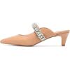 imageFSJ Pointed Toe Mid Heels Mules Rhinestones Crystals Studded Strap Slip On Sandals for Women Wedding Formal Party Shoes Size 415 USNude
