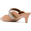 imageFSJ Pointed Toe Mid Heels Mules Rhinestones Crystals Studded Strap Slip On Sandals for Women Wedding Formal Party Shoes Size 415 USNude