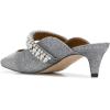 imageFSJ Pointed Toe Mid Heels Mules Rhinestones Crystals Studded Strap Slip On Sandals for Women Wedding Formal Party Shoes Size 415 USSilver