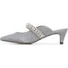 imageFSJ Pointed Toe Mid Heels Mules Rhinestones Crystals Studded Strap Slip On Sandals for Women Wedding Formal Party Shoes Size 415 USSilver