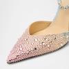 imageFSJ Women Bridal Heeled Sandals Pointy Toe Crystal Chain Ankle Strap Pumps Luxury Rhinestone Embellished Chunky Heels Wedding Party Dress Shoes Size 416 USPink Blue Rhinestones