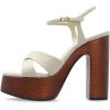 imageFSJ Women Chunky Block High Heel Platform Open Toe Sandals Ankle Strap Buckle Comfortable Wooden Heel Prom Party Brunch Dress Shoes Size 416 USOyster White