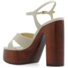 imageFSJ Women Chunky Block High Heel Platform Open Toe Sandals Ankle Strap Buckle Comfortable Wooden Heel Prom Party Brunch Dress Shoes Size 416 USOyster White