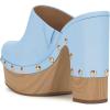 imageFSJ Women Closed Round Toe Mules High Chunky Heeled Sandals Slip On Platform Wooden Clogs Studs Comfy Dress Shoes Size 416 USBaby Blue