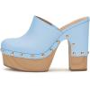 imageFSJ Women Closed Round Toe Mules High Chunky Heeled Sandals Slip On Platform Wooden Clogs Studs Comfy Dress Shoes Size 416 USBaby Blue