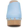 imageFSJ Women Closed Round Toe Mules High Chunky Heeled Sandals Slip On Platform Wooden Clogs Studs Comfy Dress Shoes Size 416 USBaby Blue