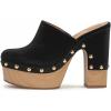 imageFSJ Women Closed Round Toe Mules High Chunky Heeled Sandals Slip On Platform Wooden Clogs Studs Comfy Dress Shoes Size 416 USBlack Suede