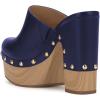 imageFSJ Women Closed Round Toe Mules High Chunky Heeled Sandals Slip On Platform Wooden Clogs Studs Comfy Dress Shoes Size 416 USBlue