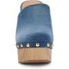 imageFSJ Women Closed Round Toe Mules High Chunky Heeled Sandals Slip On Platform Wooden Clogs Studs Comfy Dress Shoes Size 416 USBlue Denim