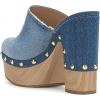imageFSJ Women Closed Round Toe Mules High Chunky Heeled Sandals Slip On Platform Wooden Clogs Studs Comfy Dress Shoes Size 416 USBlue Denim