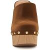 imageFSJ Women Closed Round Toe Mules High Chunky Heeled Sandals Slip On Platform Wooden Clogs Studs Comfy Dress Shoes Size 416 USBrown Suede