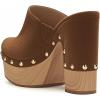 imageFSJ Women Closed Round Toe Mules High Chunky Heeled Sandals Slip On Platform Wooden Clogs Studs Comfy Dress Shoes Size 416 USBrown Suede