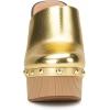 imageFSJ Women Closed Round Toe Mules High Chunky Heeled Sandals Slip On Platform Wooden Clogs Studs Comfy Dress Shoes Size 416 USGold