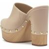 imageFSJ Women Closed Round Toe Mules High Chunky Heeled Sandals Slip On Platform Wooden Clogs Studs Comfy Dress Shoes Size 416 USKhaki Suede