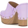 imageFSJ Women Closed Round Toe Mules High Chunky Heeled Sandals Slip On Platform Wooden Clogs Studs Comfy Dress Shoes Size 416 USLilac