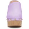imageFSJ Women Closed Round Toe Mules High Chunky Heeled Sandals Slip On Platform Wooden Clogs Studs Comfy Dress Shoes Size 416 USLilac
