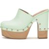 imageFSJ Women Closed Round Toe Mules High Chunky Heeled Sandals Slip On Platform Wooden Clogs Studs Comfy Dress Shoes Size 416 USPale Green