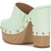 imageFSJ Women Closed Round Toe Mules High Chunky Heeled Sandals Slip On Platform Wooden Clogs Studs Comfy Dress Shoes Size 416 USPale Green