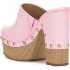 imageFSJ Women Closed Round Toe Mules High Chunky Heeled Sandals Slip On Platform Wooden Clogs Studs Comfy Dress Shoes Size 416 USPink