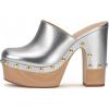 imageFSJ Women Closed Round Toe Mules High Chunky Heeled Sandals Slip On Platform Wooden Clogs Studs Comfy Dress Shoes Size 416 USSilver