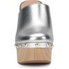 imageFSJ Women Closed Round Toe Mules High Chunky Heeled Sandals Slip On Platform Wooden Clogs Studs Comfy Dress Shoes Size 416 USSilver