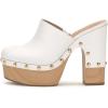 imageFSJ Women Closed Round Toe Mules High Chunky Heeled Sandals Slip On Platform Wooden Clogs Studs Comfy Dress Shoes Size 416 USWhite