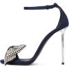 imageFSJ Women Crystal Bow Sandals Open Toe Stiletto Satin Slim Adjustable Ankle Strap High Heel Evening Casual Luxury Shoes Size 416 USBlue