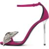 imageFSJ Women Crystal Bow Sandals Open Toe Stiletto Satin Slim Adjustable Ankle Strap High Heel Evening Casual Luxury Shoes Size 416 USFuchsia