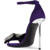 imageFSJ Women Crystal Bow Sandals Open Toe Stiletto Satin Slim Adjustable Ankle Strap High Heel Evening Casual Luxury Shoes Size 416 USPurple