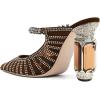imageFSJ Women Crystal Chunky Heeled Mules Wedding Sandals Rhinestone Strappy Pumps Pointed Toe Fashion Slippers Slip On Bridal Shoes Size 415 USBrown Mesh Rhinestones