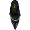 imageFSJ Women Crystal Chunky Heeled Mules Wedding Sandals Rhinestone Strappy Pumps Pointed Toe Fashion Slippers Slip On Bridal Shoes Size 415 USPurple Mesh Rhinestones